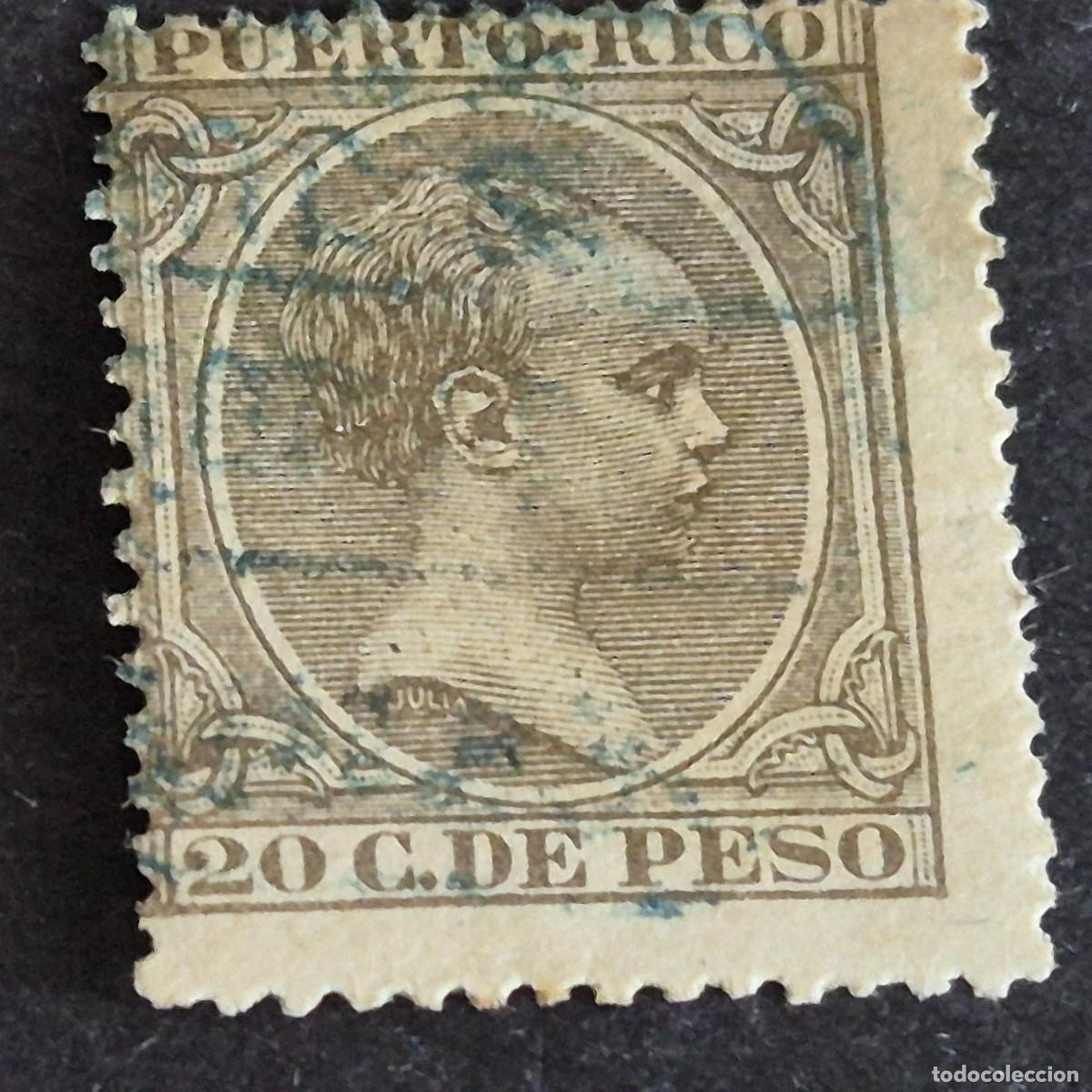 Sellos: ESPA&Ntilde;A, PUERTO RICO, 1896-1897, ALFONSO XIII, EDIFIL 127, USADO, PUNTO ADELGAZADO, (LOTE AB)