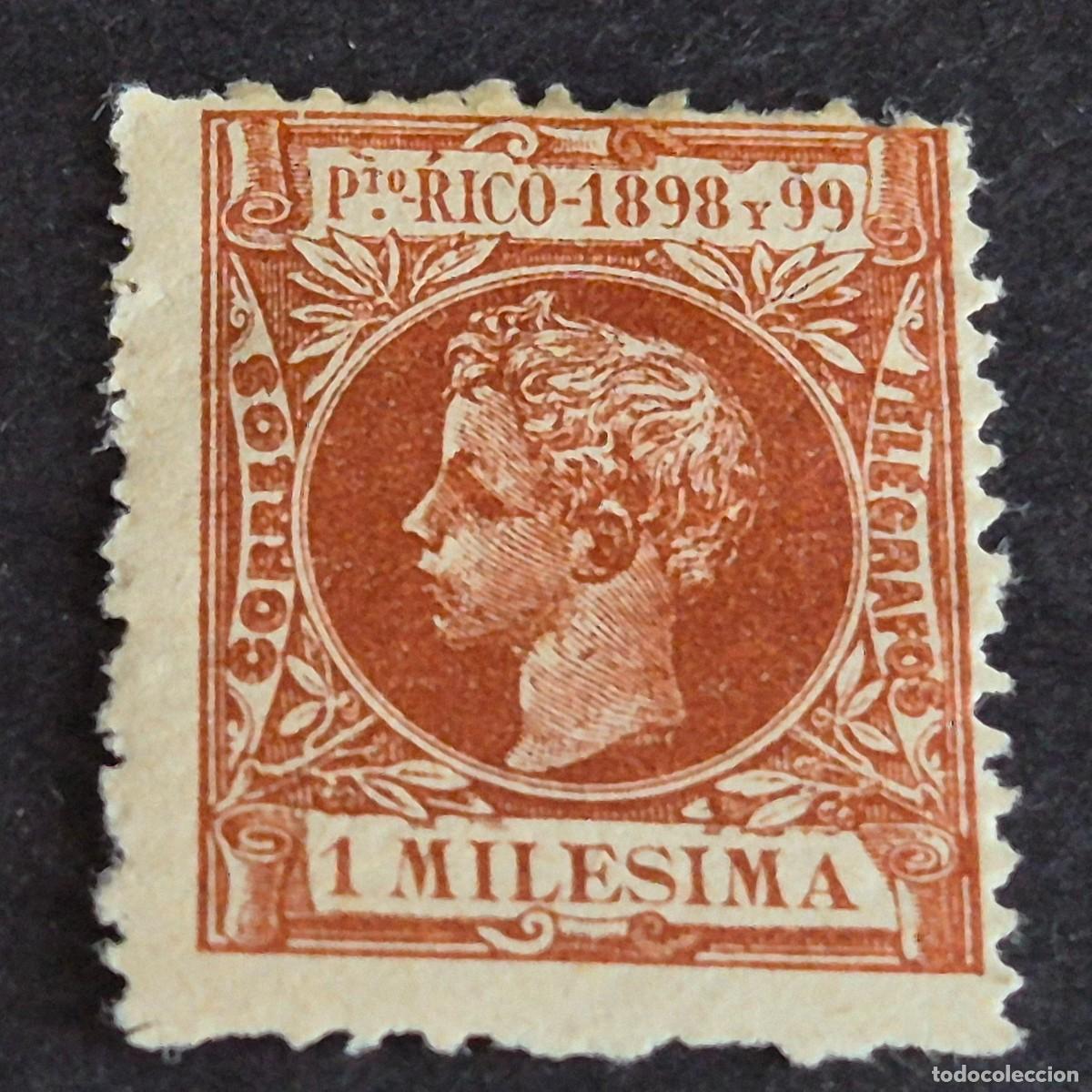 Sellos: ESPA&Ntilde;A, PUERTO RICO, 1898, ALFONSO XIII, EDIFIL 130*, NUEVO, GOMA, FIJASELLO, (LOTE AB)