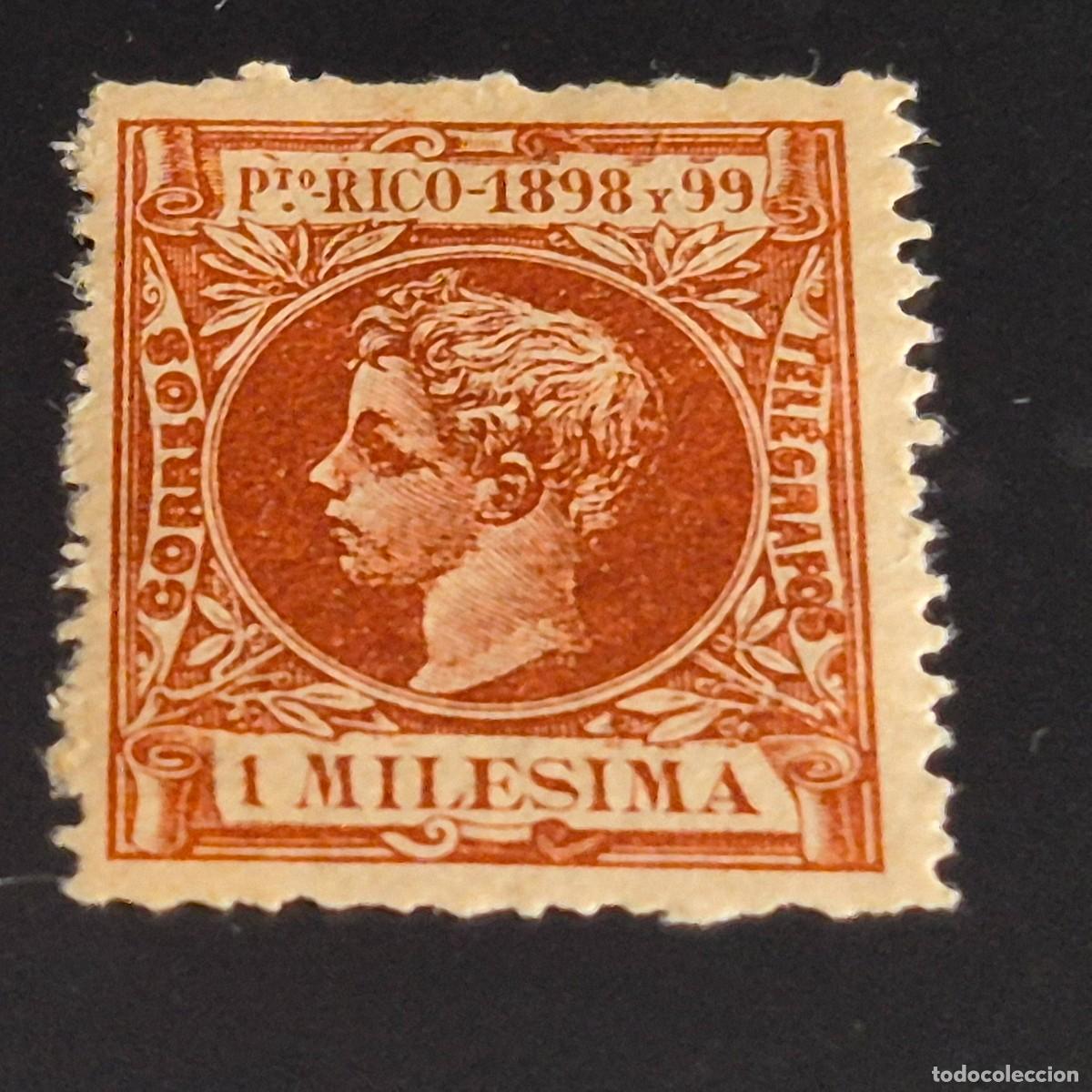 Sellos: ESPA&Ntilde;A, PUERTO RICO, 1898, ALFONSO XIII, EDIFIL 130*, NUEVO, GOMA, FIJASELLO, (LOTE AB)
