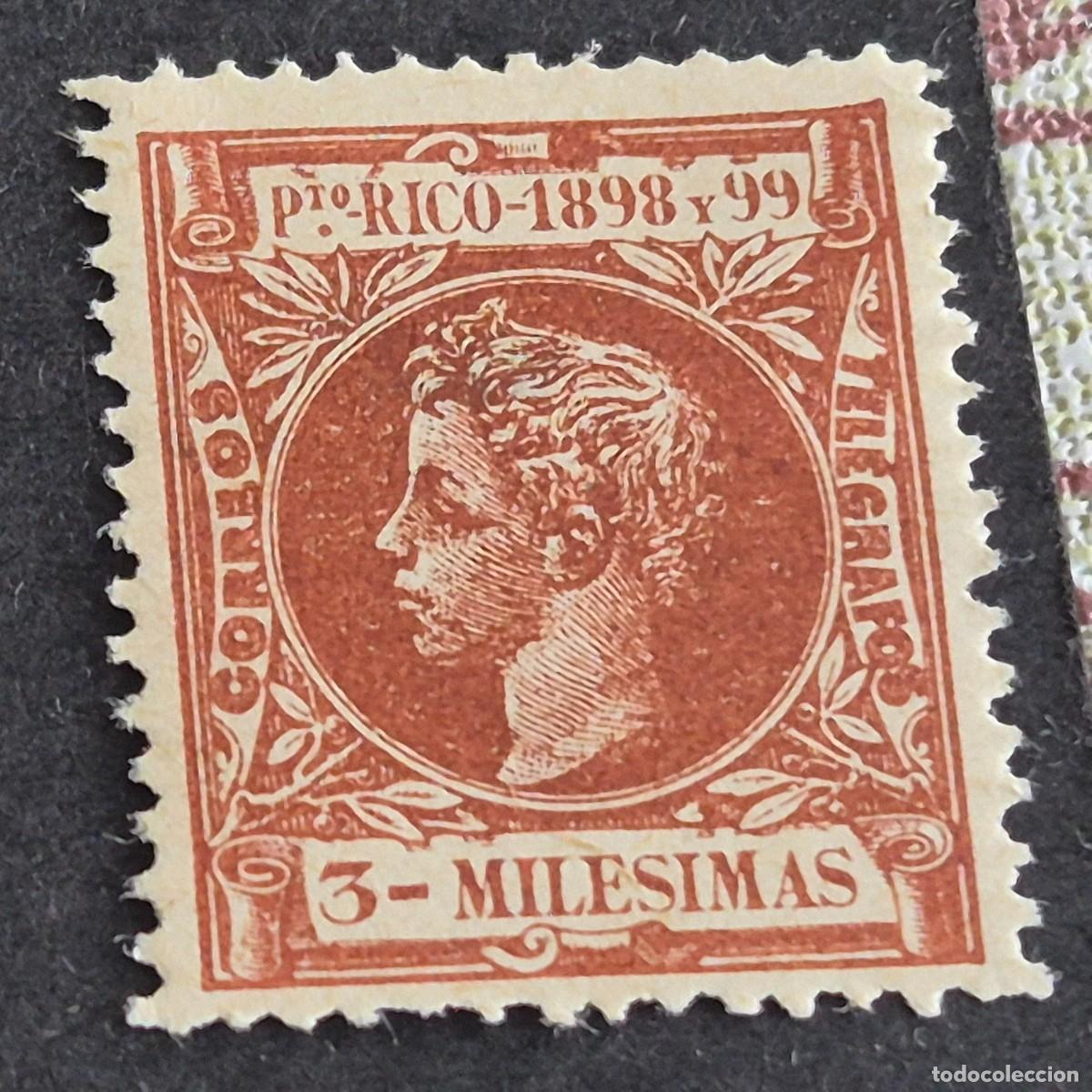 Sellos: ESPA&Ntilde;A, PUERTO RICO, 1898, ALFONSO XIII, EDIFIL 132*, NUEVO, GOMA, FIJASELLO, (LOTE AB)