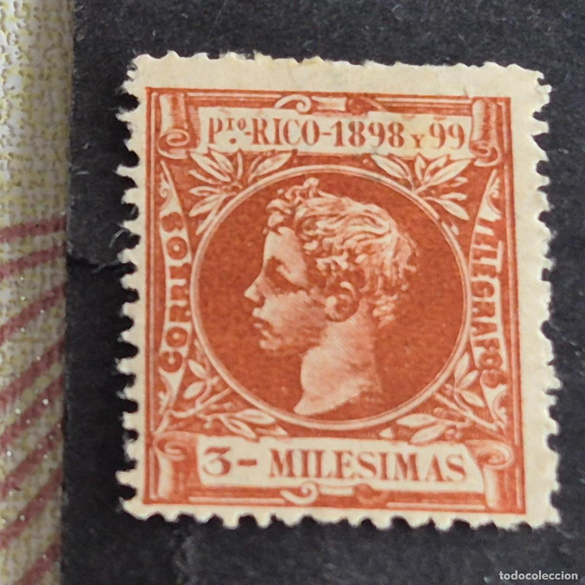 Sellos: ESPA&Ntilde;A, PUERTO RICO, 1898, ALFONSO XIII, EDIFIL 132*, NUEVO, GOMA, FIJASELLO, (LOTE AB)