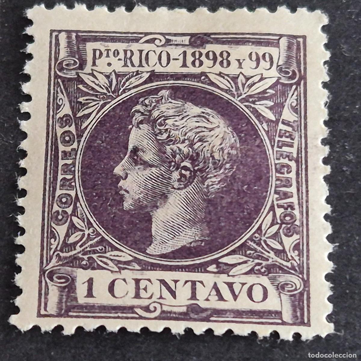 Sellos: ESPA&Ntilde;A, PUERTO RICO, 1898, ALFONSO XIII, EDIFIL 135*, NUEVO, GOMA, FIJASELLO, (LOTE AB)