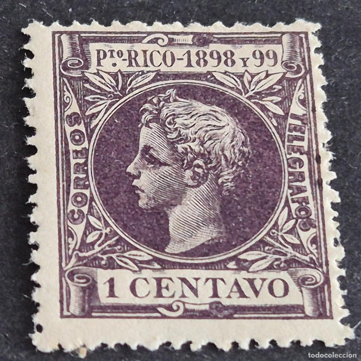 Sellos: ESPA&Ntilde;A, PUERTO RICO, 1898, ALFONSO XIII, EDIFIL 135*, NUEVO, GOMA, FIJASELLO, (LOTE AB)