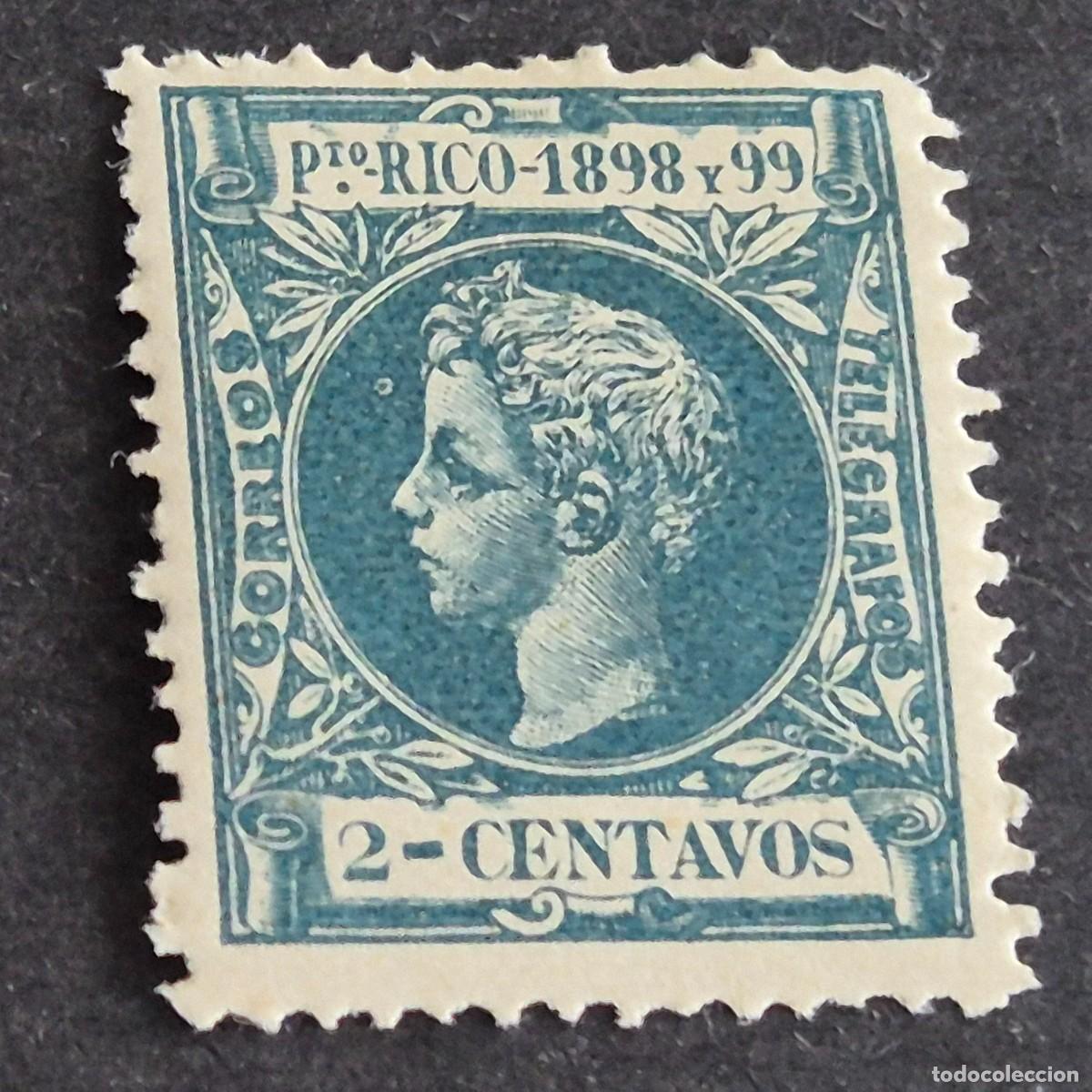 Sellos: ESPA&Ntilde;A, PUERTO RICO, 1898, ALFONSO XIII, EDIFIL 136*, NUEVO, GOMA, FIJASELLO, (LOTE AB)