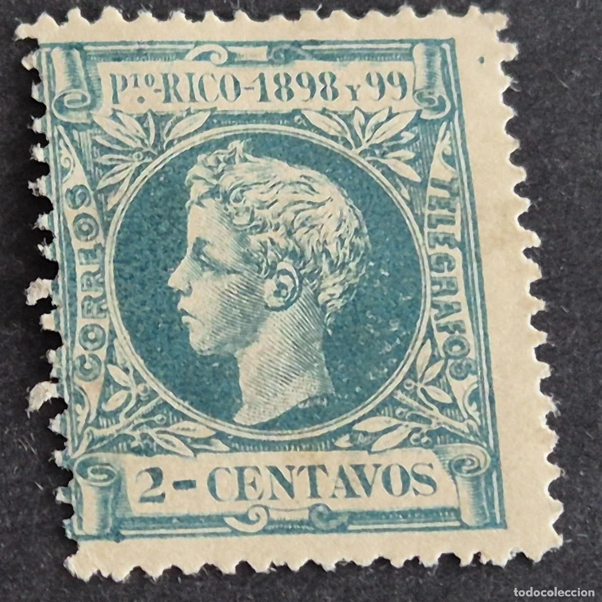 Sellos: ESPA&Ntilde;A, PUERTO RICO, 1898, ALFONSO XIII, EDIFIL 136*, NUEVO, GOMA, FIJASELLO, (LOTE AB)