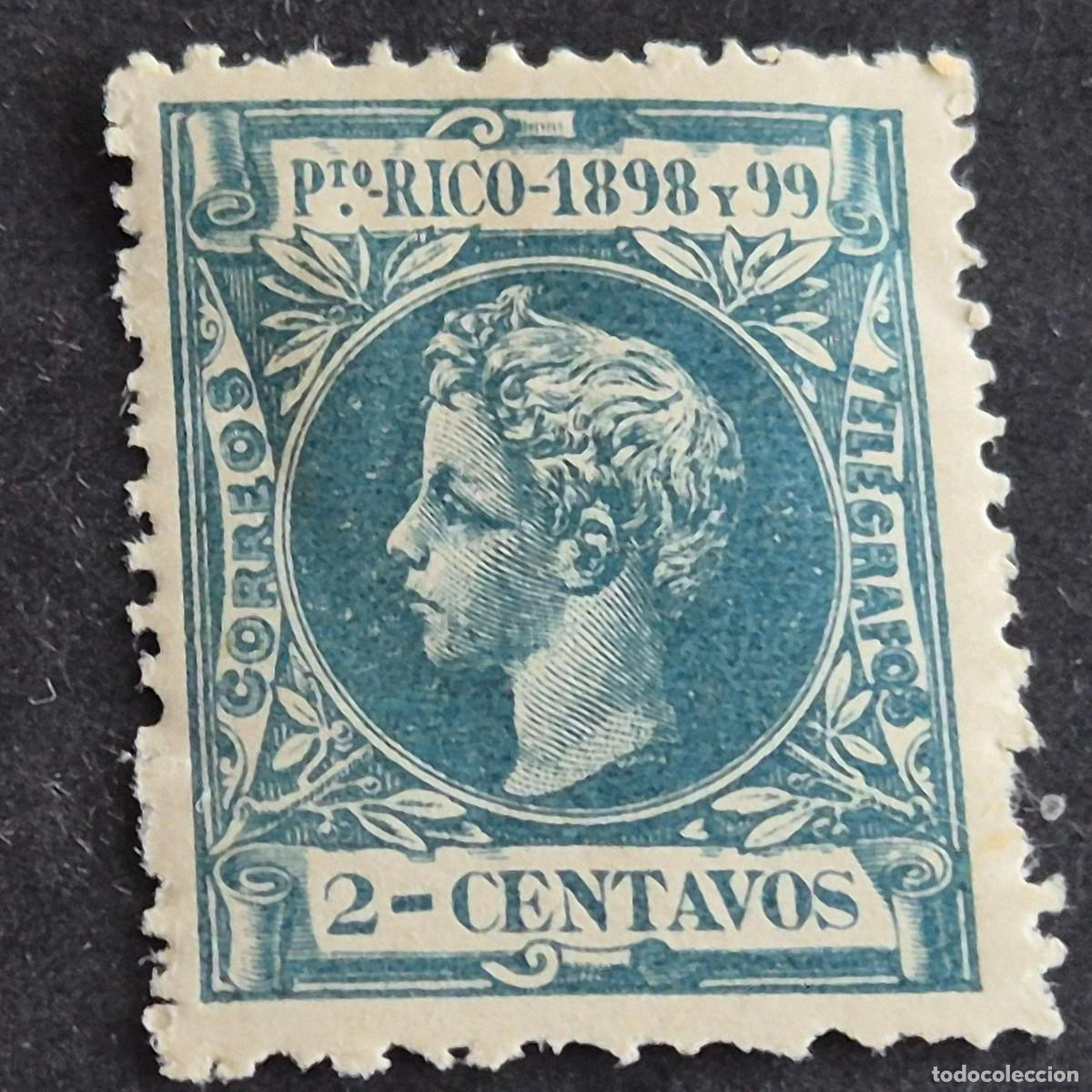 Sellos: ESPA&Ntilde;A, PUERTO RICO, 1898, ALFONSO XIII, EDIFIL 136*, NUEVO, GOMA, FIJASELLO, (LOTE AB)