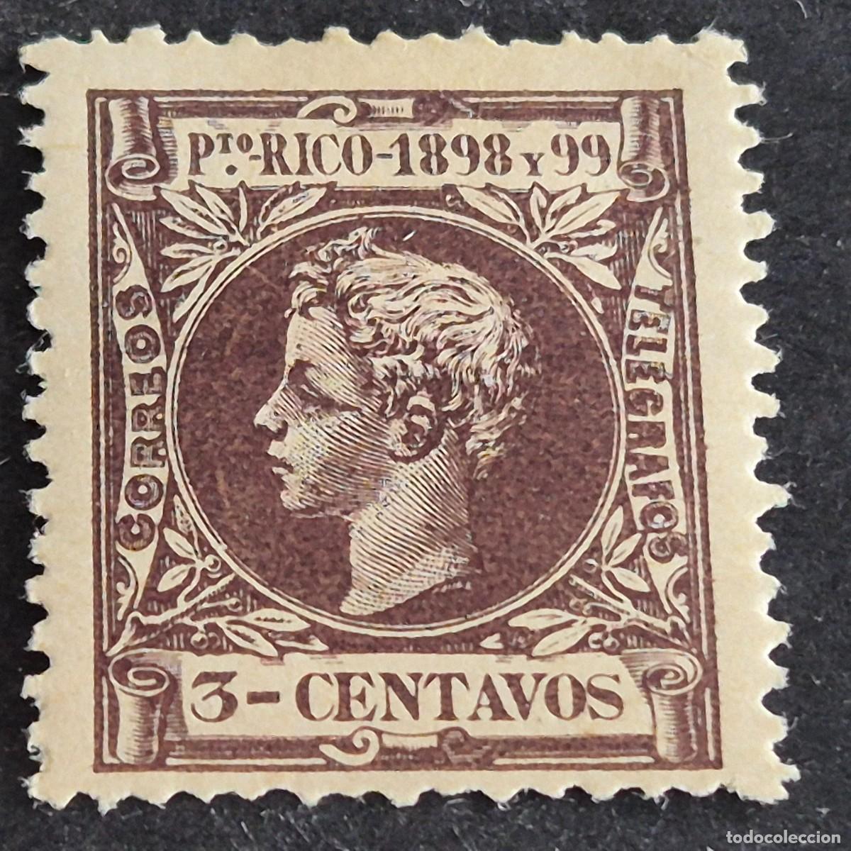 Sellos: ESPA&Ntilde;A, PUERTO RICO, 1898, ALFONSO XIII, EDIFIL 137*, NUEVO, GOMA, FIJASELLO, (LOTE AB)