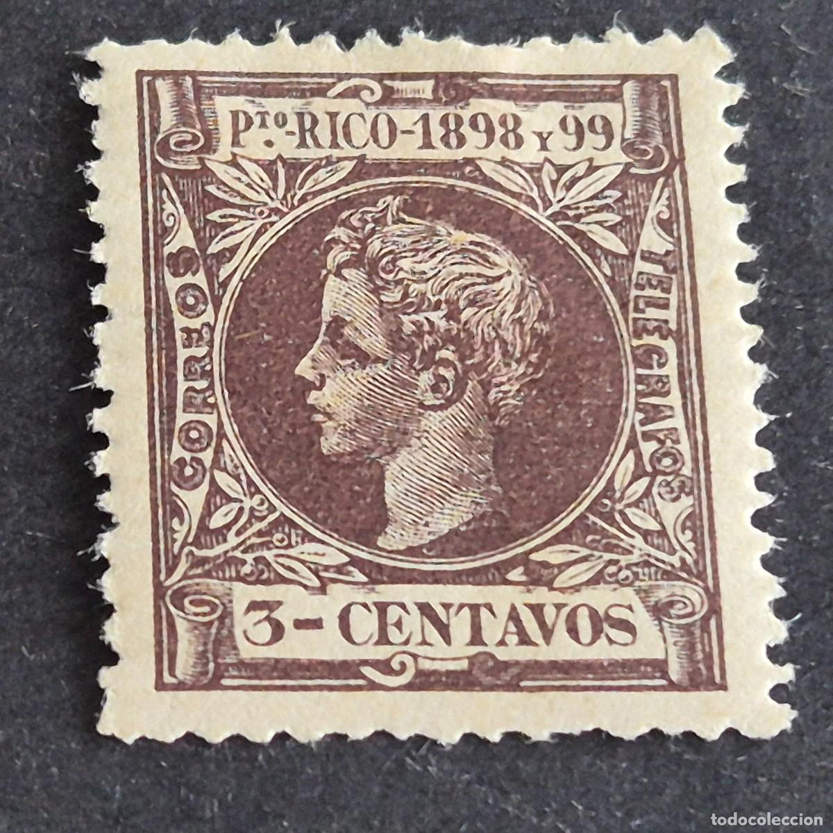 Sellos: ESPA&Ntilde;A, PUERTO RICO, 1898, ALFONSO XIII, EDIFIL 137*, NUEVO, GOMA, FIJASELLO, (LOTE AB)