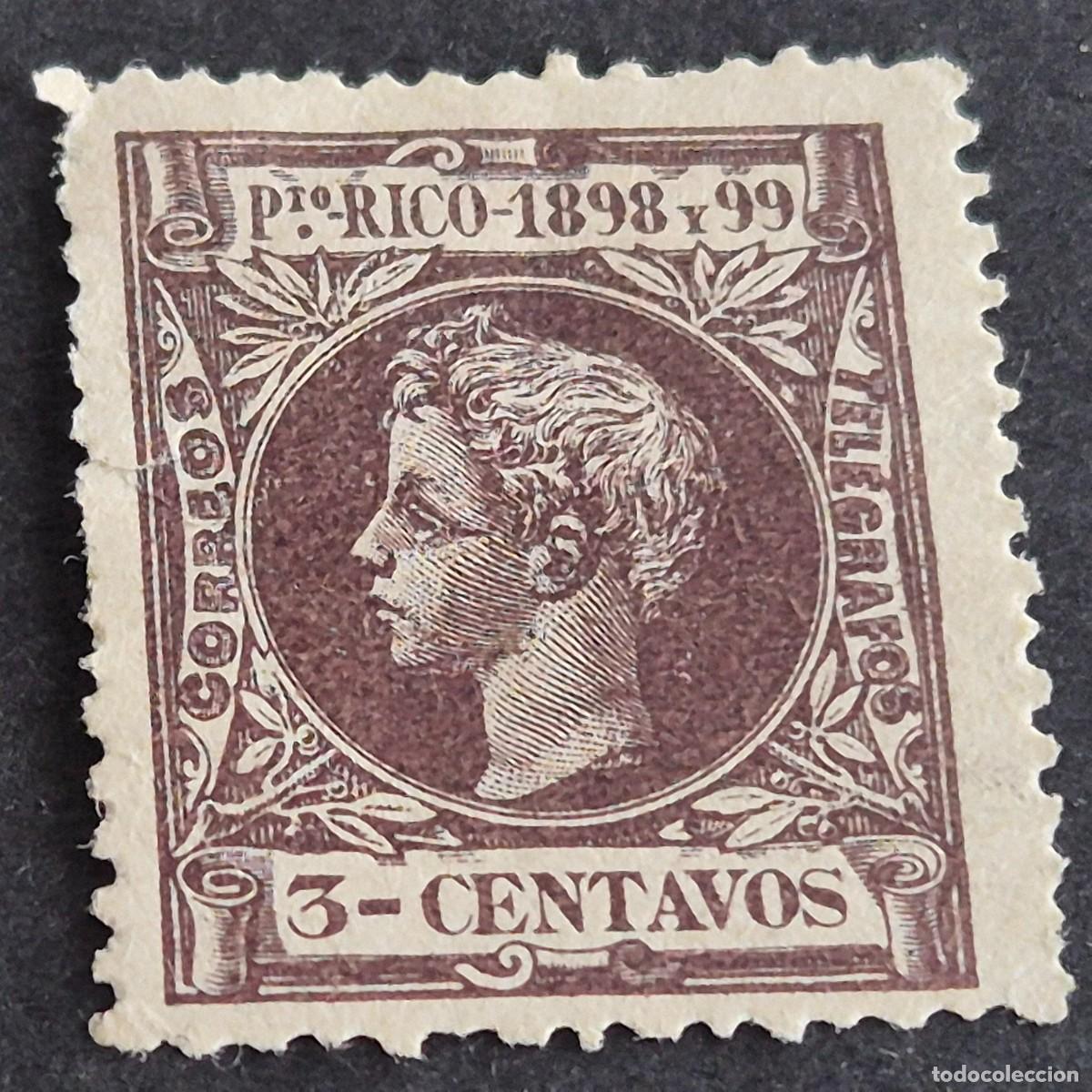 Sellos: ESPA&Ntilde;A, PUERTO RICO, 1898, ALFONSO XIII, EDIFIL 137*, NUEVO, GOMA, FIJASELLO, (LOTE AB)