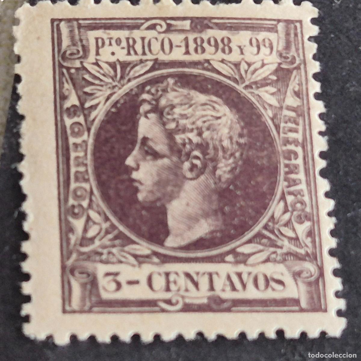 Sellos: ESPA&Ntilde;A, PUERTO RICO, 1898, ALFONSO XIII, EDIFIL 137*, NUEVO, GOMA, FIJASELLO, (LOTE AB)