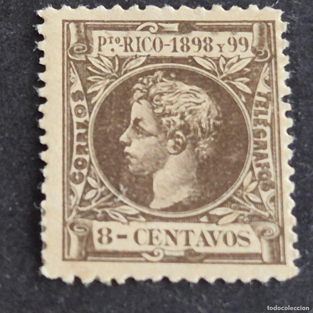 Sellos: ESPA&Ntilde;A, PUERTO RICO, 1898, ALFONSO XIII, EDIFIL 141*, NUEVO, GOMA, FIJASELLO, (LOTE AB)