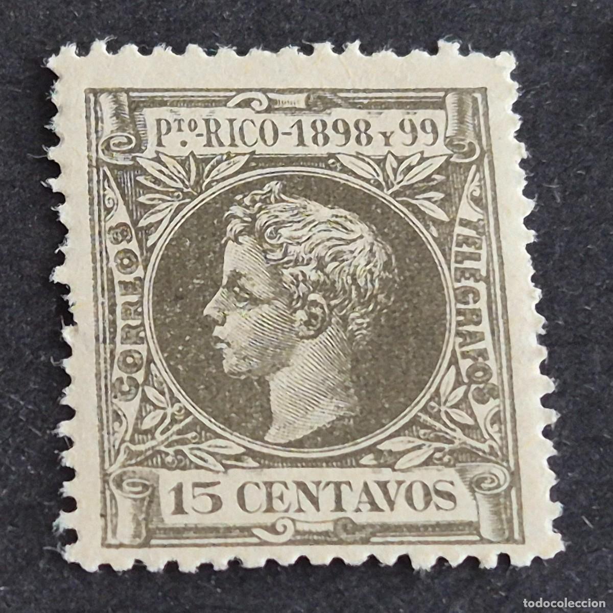 Sellos: ESPA&Ntilde;A, PUERTO RICO, 1898, ALFONSO XIII, EDIFIL 143*, NUEVO, GOMA, FIJASELLO, (LOTE AB)