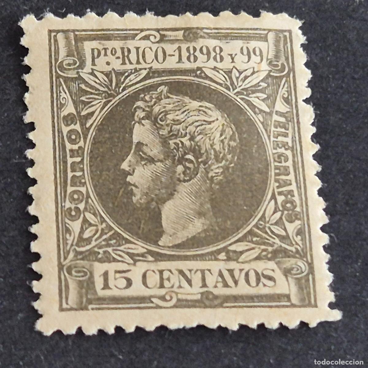 Sellos: ESPA&Ntilde;A, PUERTO RICO, 1898, ALFONSO XIII, EDIFIL 143*, NUEVO, GOMA, FIJASELLO, (LOTE AB)