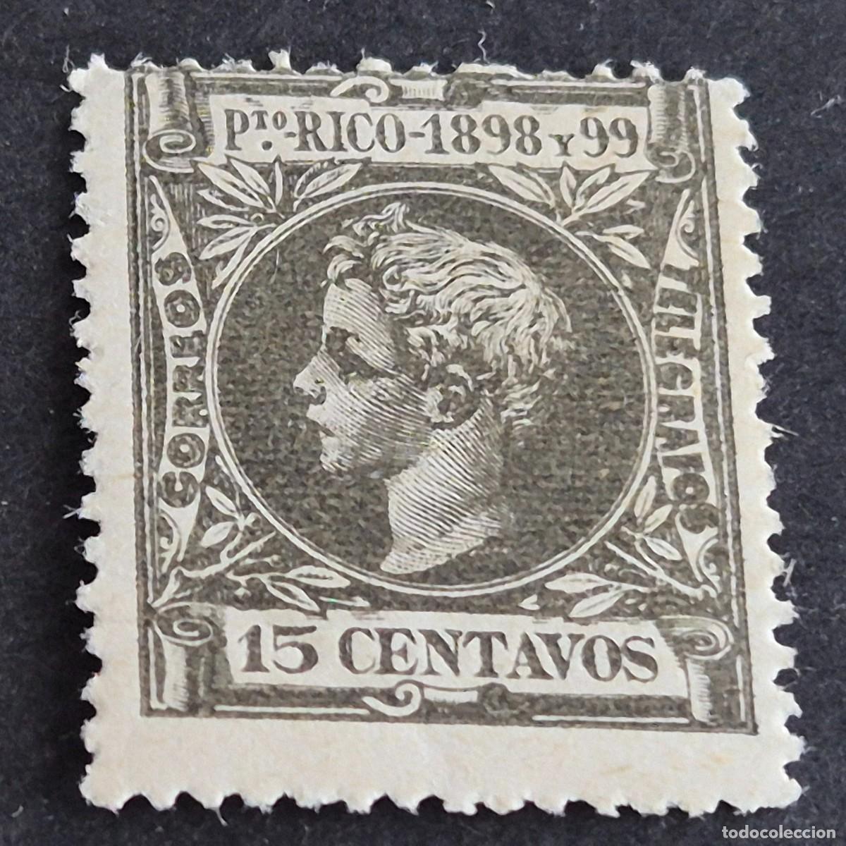 Sellos: ESPA&Ntilde;A, PUERTO RICO, 1898, ALFONSO XIII, EDIFIL 143*, NUEVO, GOMA, FIJASELLO, (LOTE AB)