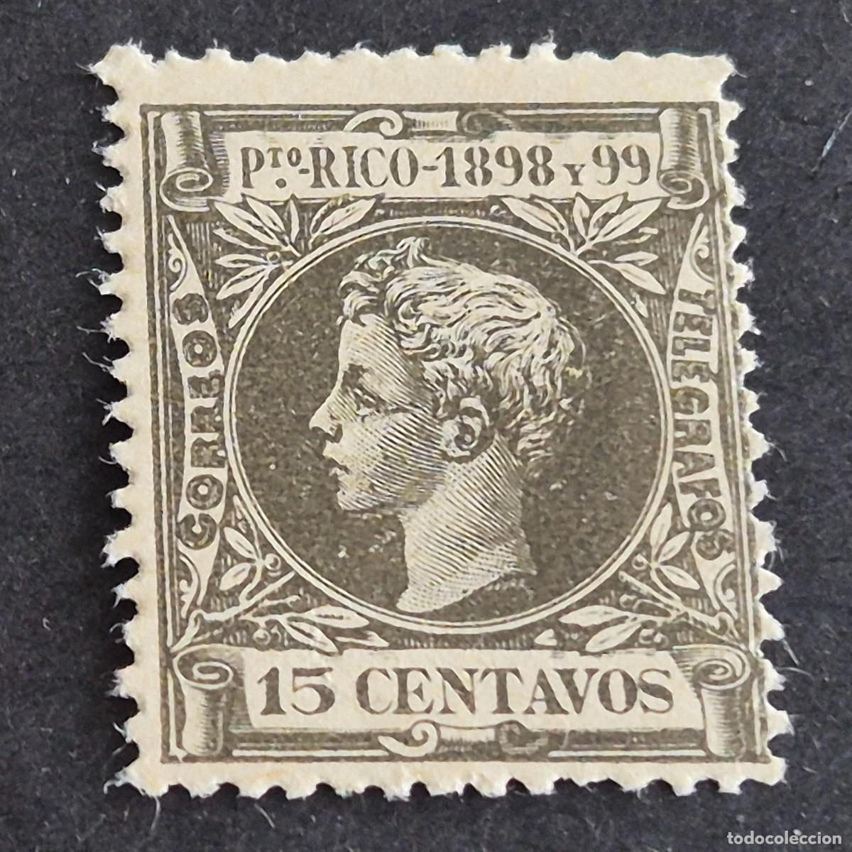 Sellos: ESPA&Ntilde;A, PUERTO RICO, 1898, ALFONSO XIII, EDIFIL 143*, NUEVO, GOMA, FIJASELLO, (LOTE AB)