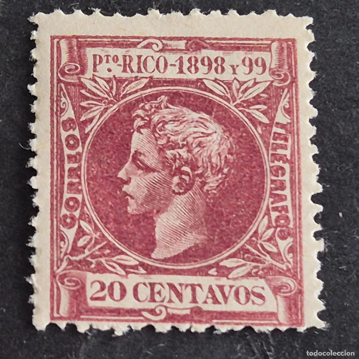 Sellos: ESPA&Ntilde;A, PUERTO RICO, 1898, ALFONSO XIII, EDIFIL 144*, NUEVO, GOMA, MUY LEVE FIJASELLO, (LOTE AB)