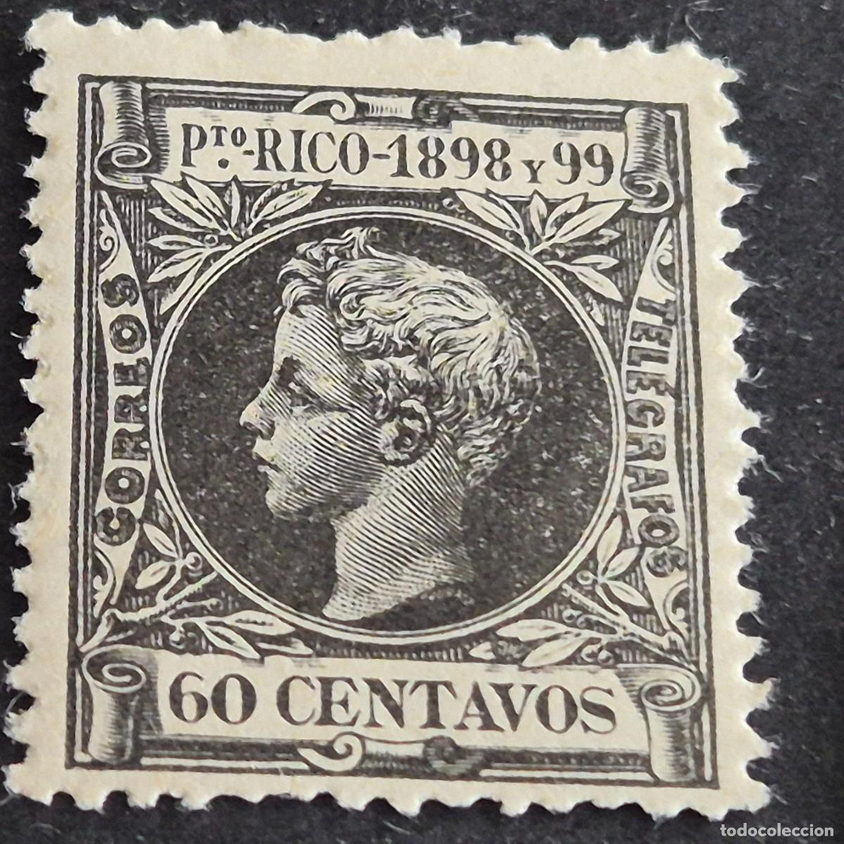 Sellos: ESPA&Ntilde;A, PUERTO RICO, 1898, ALFONSO XIII, EDIFIL 146*, NUEVO, GOMA, FIJASELLO, (LOTE AB)