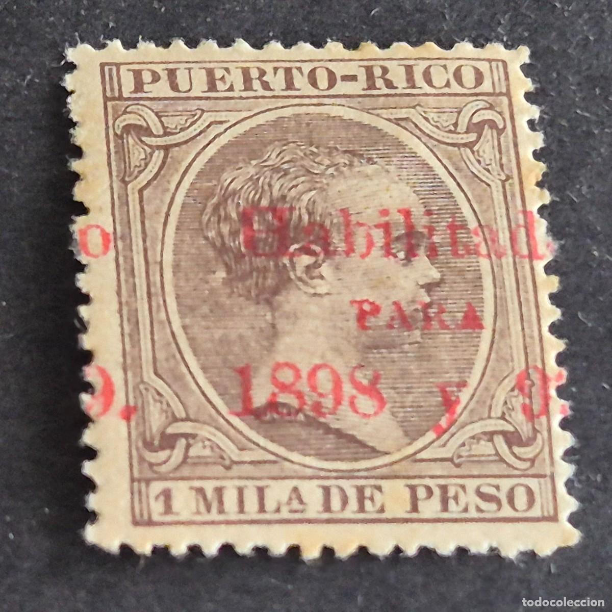 Sellos: ESPA&Ntilde;A, PUERTO RICO, 1898, ALFONSO XIII HABILITADO, EDIFIL 151*, NUEVO, GOMA, FIJASELLO, (LOTE AB)