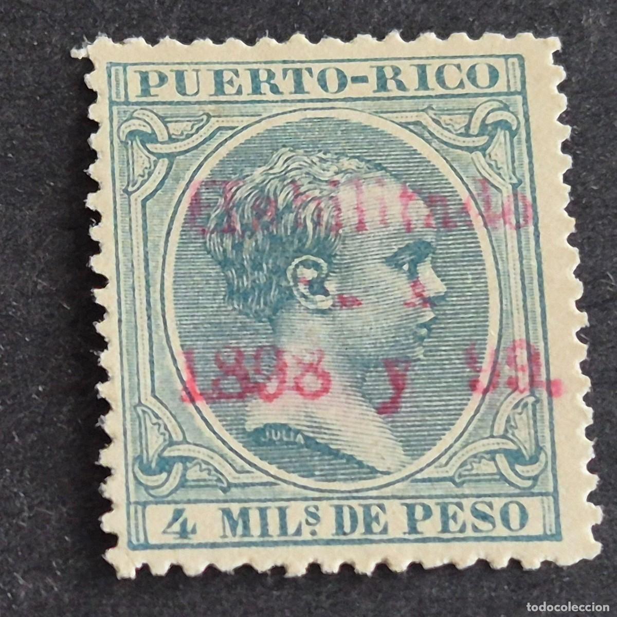 Sellos: ESPA&Ntilde;A, PUERTO RICO, 1898, ALFONSO XIII HABILITADO, EDIFIL 156, NUEVO SIN GOMA, (LOTE AB)
