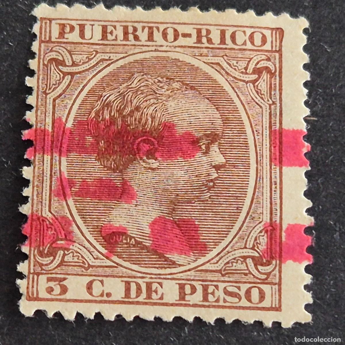 Sellos: ESPA&Ntilde;A, PUERTO RICO, 1898, ALFONSO XIII HABILITADO, EDIFIL 162A*, NUEVO, GOMA, FIJASELLO, (LOTE AB)