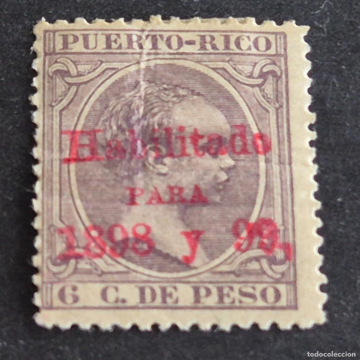 Sellos: ESPA&Ntilde;A, PUERTO RICO, 1898, ALFONSO XIII HABILITADO, EDIFIL 169*, NUEVO, GOMA, FIJ, DOBLEZ, (LOTE AB)