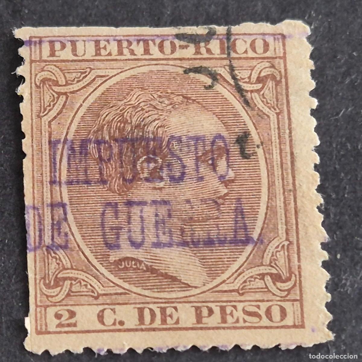 Sellos: PUERTO RICO, 1898, ALFONSO XIII HABILITADO, IMPUESTO GUERRA, EDIFIL 12, USADO, LEER, (LOTE AB)