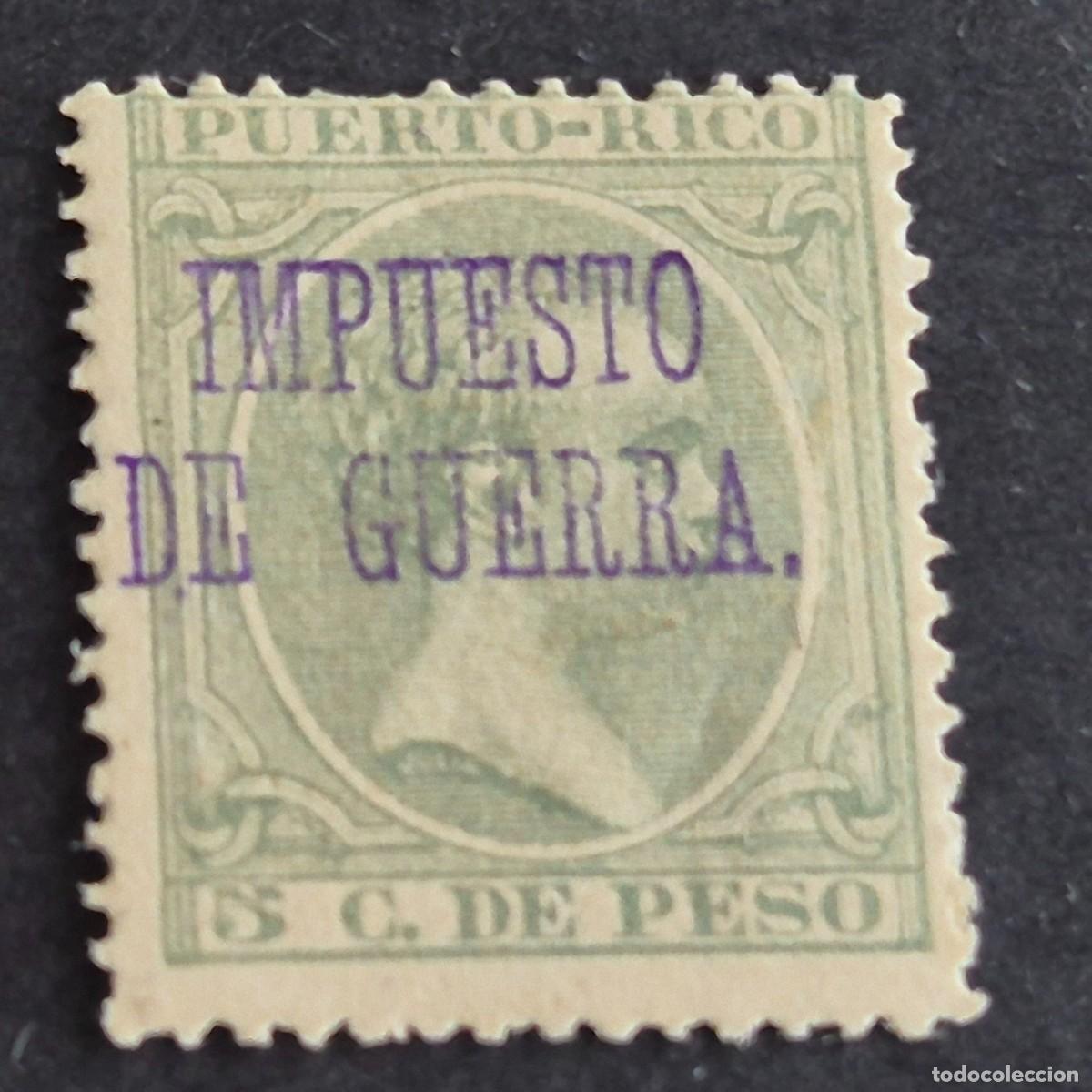 Sellos: PUERTO RICO, 1898, ALFONSO XIII HABILITADO, IMPUESTO GUERRA, EDIFIL 16*, NUEVO, GOMA, FIJ, (LOTE AB)