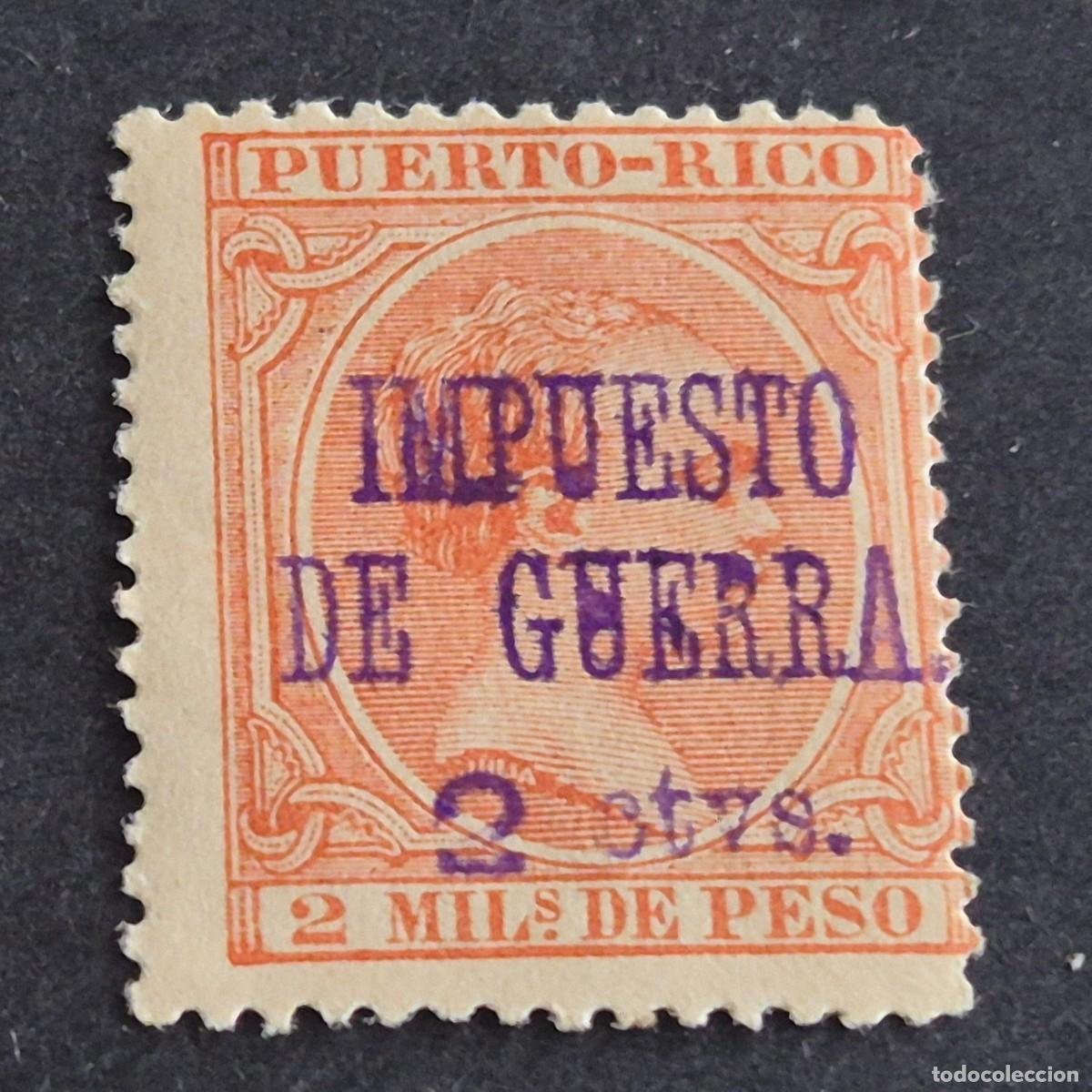 Sellos: PUERTO RICO, 1898, ALFONSO XIII HABILITADO, IMPUESTO GUERRA, EDIFIL 22*, NUEVO, GOMA, FIJ, (LOTE AB)