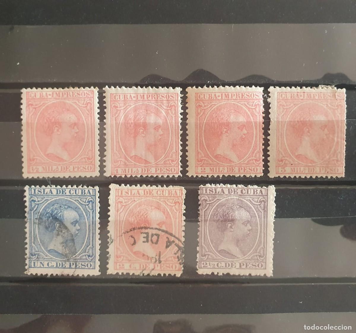 Sellos: LOTE SELLOS CUBA 1894 ALFONSO XIII PELON NUEVOS y USADOS LEER