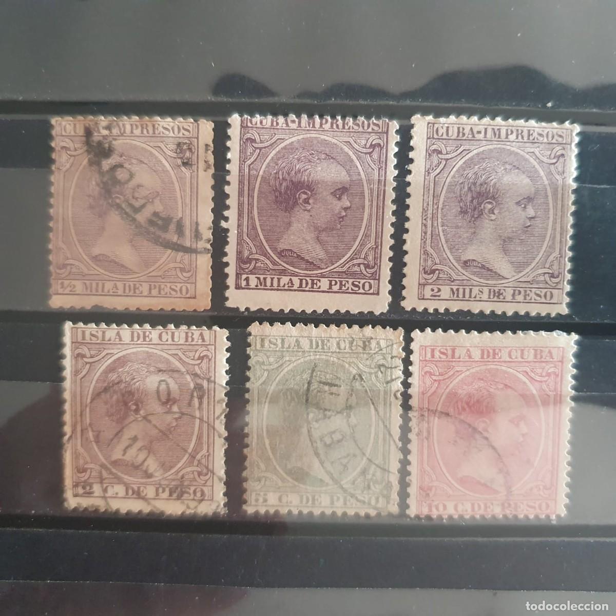 Sellos: LOTE SELLOS CUBA 1891 1892 ALFONSO XIII PELON NUEVOS y USADOS LEER