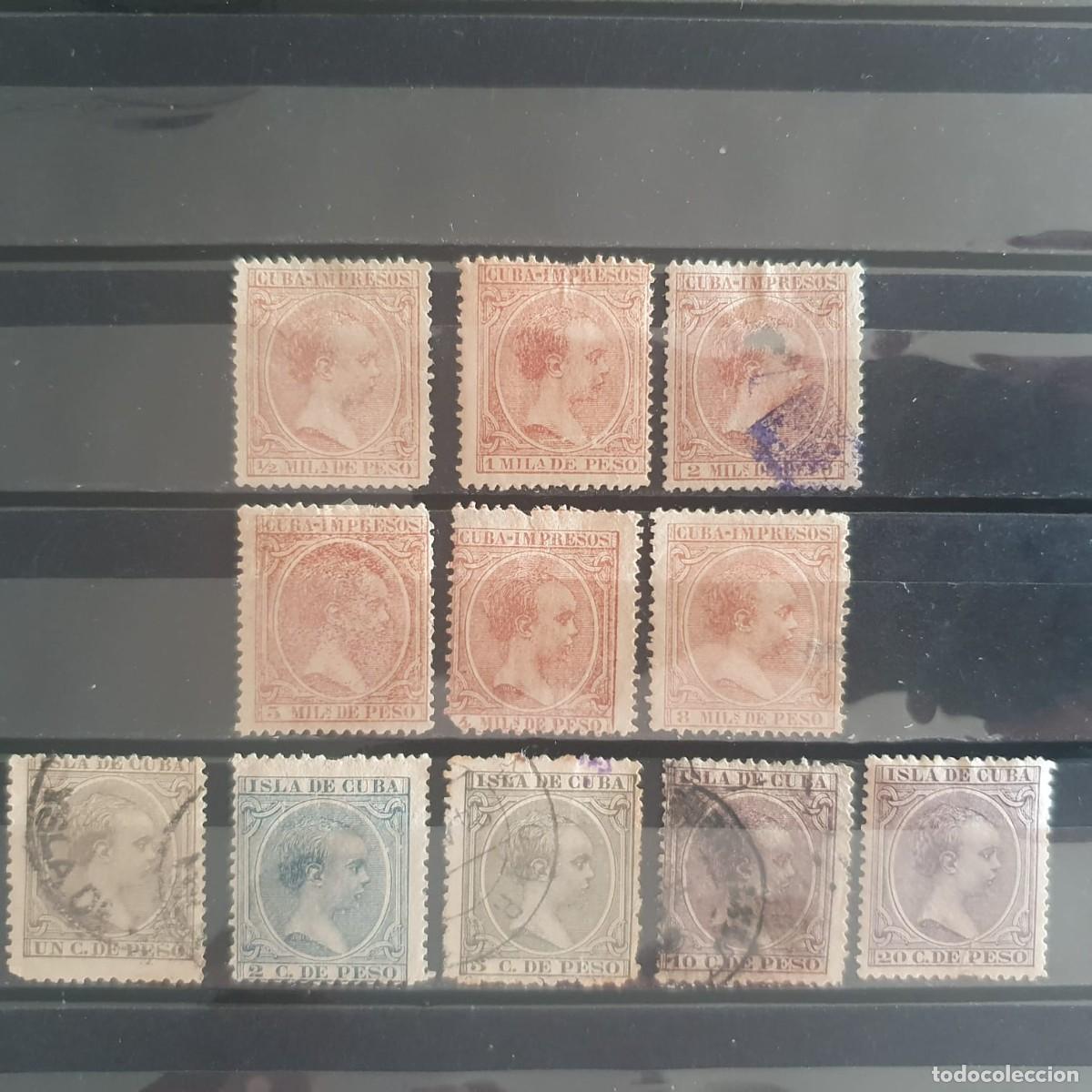 Sellos: LOTE SELLOS CUBA 1890 ALFONSO XIII PELON NUEVOS y USADOS LEER