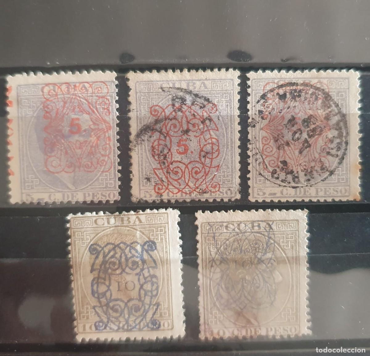 Sellos: LOTE SELLOS CUBA 1883 ALFONSO XII HABILITADOS NUEVOS y USADOS LEER
