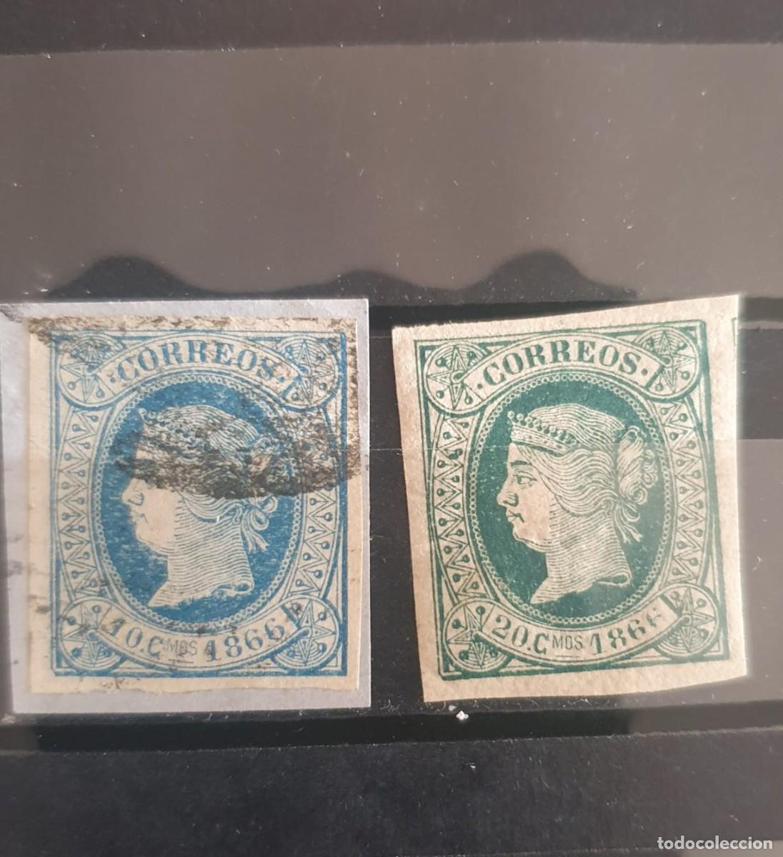 Sellos: EDIFIL 14 + 15 * CUBA 1866 ISABEL II