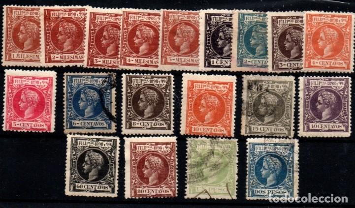 Sellos: Filipinas n&ordm; 131/44, 146/50. A&ntilde;o 1898