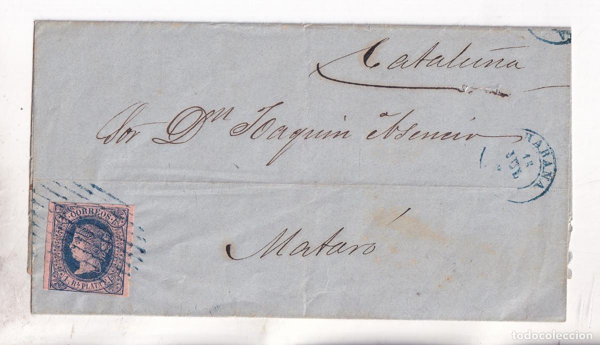 Sellos: ENVUELTA. HABANA. CUBA. 1865. A MATAR&Oacute;. BONITO MATASELLOS.