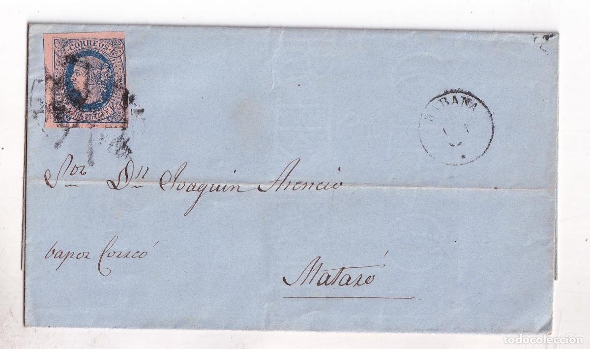 Sellos: ENVUELTA. HABANA. CUBA. 1864. A MATAR&Oacute;. VAPOR CORREO