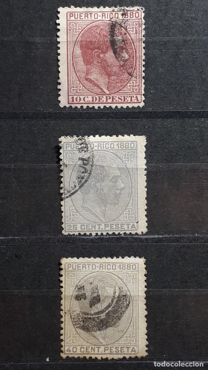Sellos: PUERTO RICO. A&Ntilde;O 1880. &deg;. EDIFIL 36, 38/9