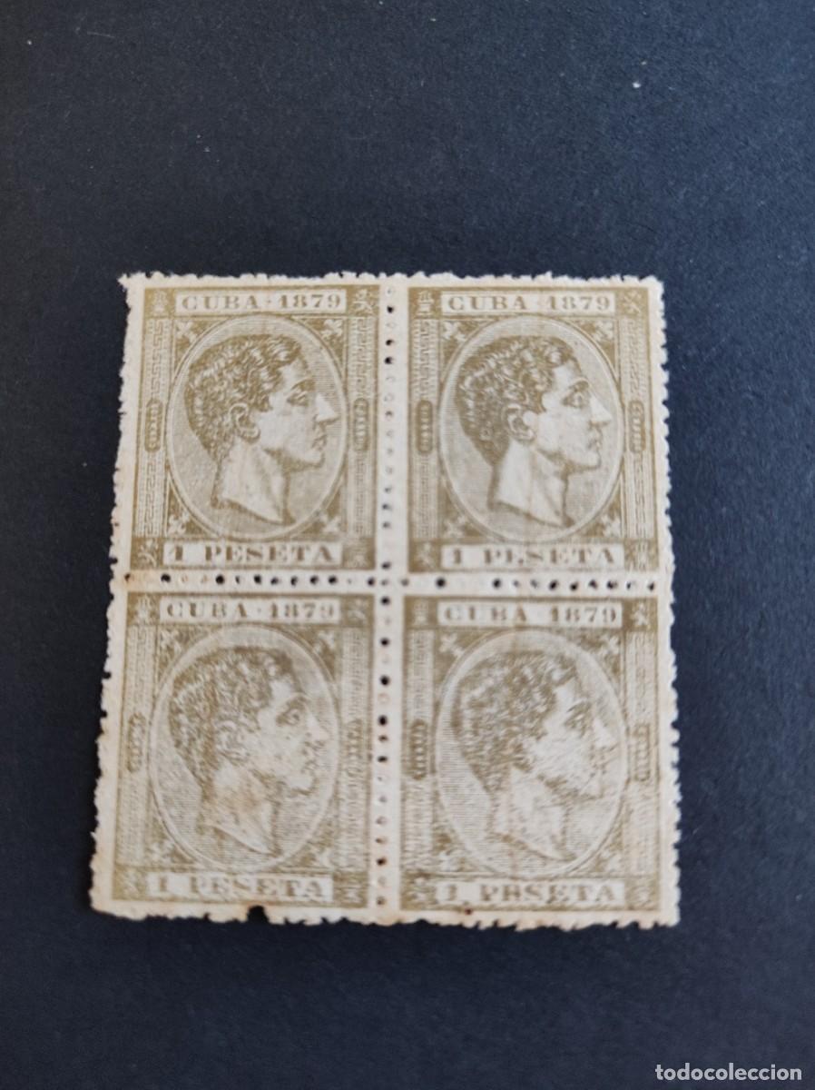 Sellos: ESPA&Ntilde;A. CUBA. 1879. BLOQUE DE CUATRO SIN GOMA.E- 55. FOTO. 845