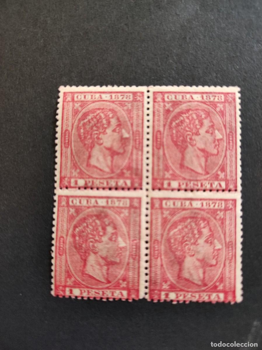 Sellos: ESPA&Ntilde;A. CUBA. 1878. BLOQUE DE CUATRO NUEVO, GOMA ORIGINAL. E- 49. 849