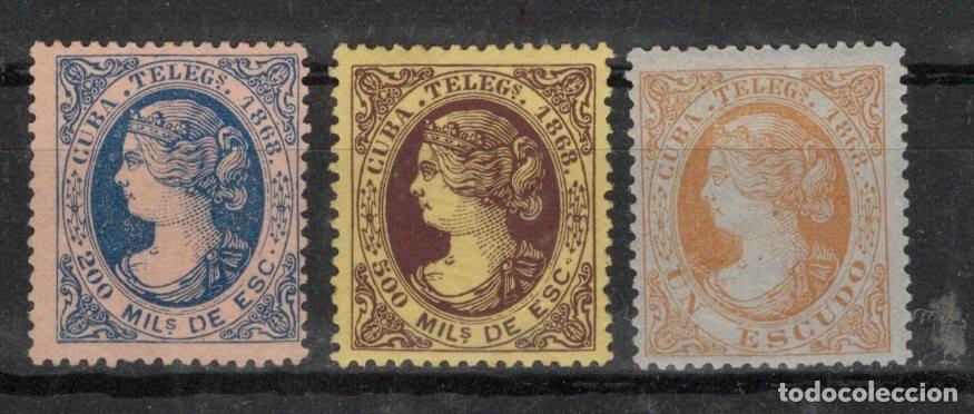 Sellos: Sellos DEPENDENCIAS ESPA&Ntilde;OLAS CUBA telegrafos a&ntilde;o 1868 Edifil 1/3(*) v.c. 38 &euro;