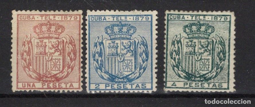 Sellos: Sellos DEPENDENCIAS ESPA&Ntilde;OLAS CUBA telegrafos a&ntilde;o 1879 Edifil 46/48* v.c. 42 &euro;