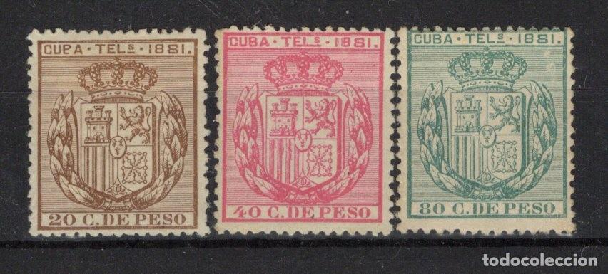 Sellos: Sellos DEPENDENCIAS ESPA&Ntilde;OLAS CUBA telegrafos a&ntilde;o 1881 Edifil 52/54* v.c. 36 &euro;