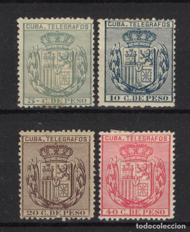 Sellos: Sellos DEPENDENCIAS ESPA&Ntilde;OLAS CUBA telegrafos a&ntilde;o 1896 Edifil 81/84* v.c. 36 &euro;
