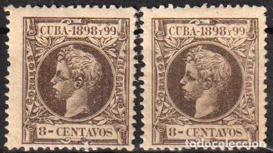 Sellos: Cuba espa&ntilde;ola lote de dos sellos nuevos y sin charnela de 8c de la serie 1898-99