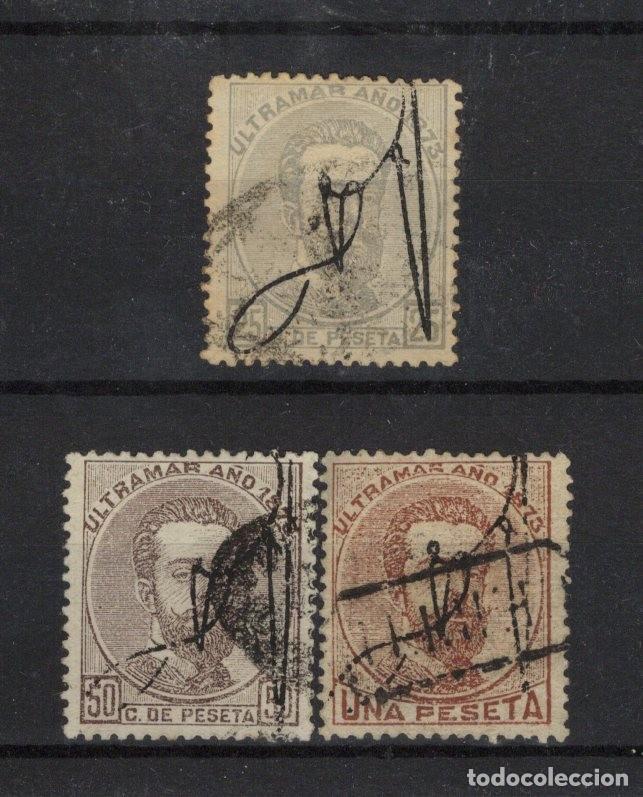 Stamps: Sellos DEPENDENCIAS ESPA&Ntilde;OLAS PUERTO RICO a&ntilde;o 1873 Edifil 1/3&ordm; SERIE COMPLETA en usado v.c. 60 &euro;