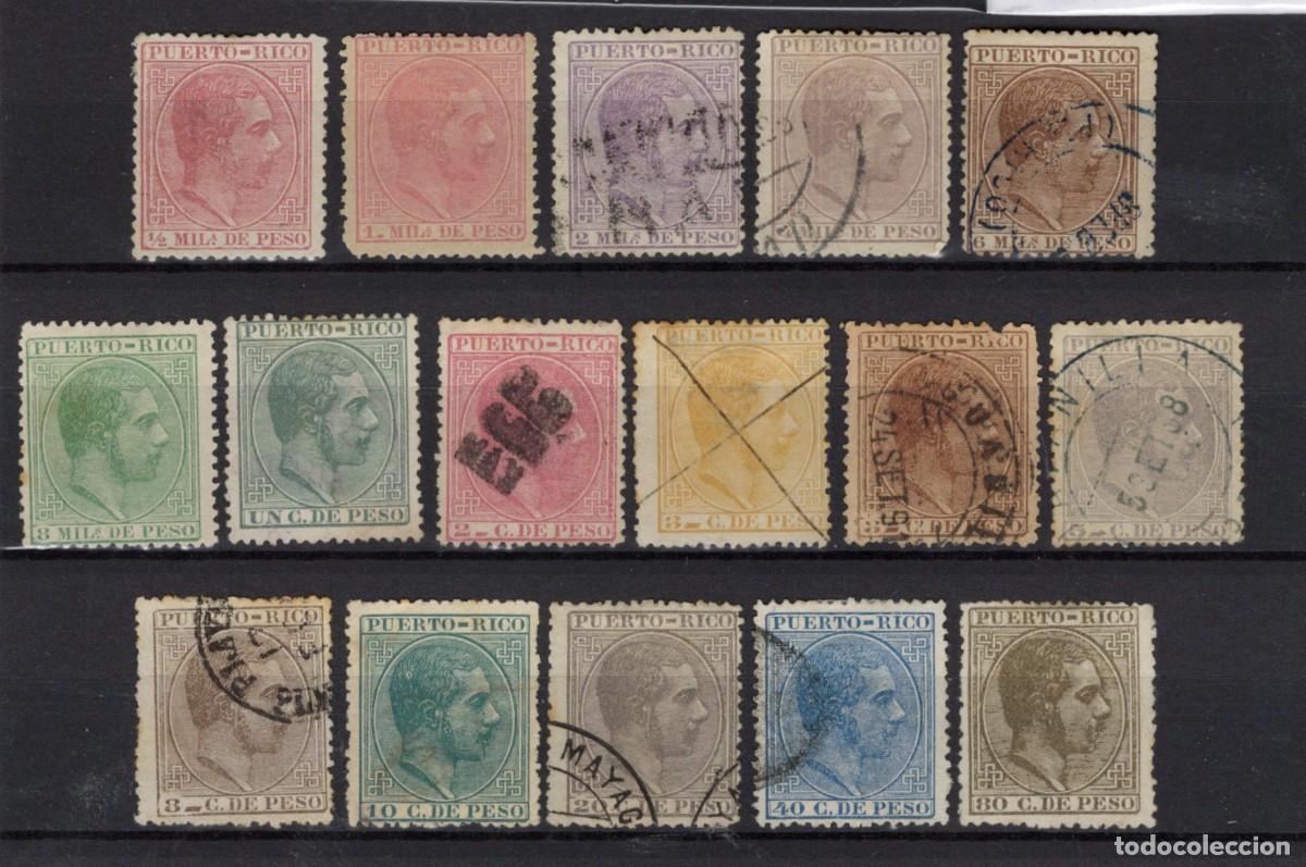 Stamps: Sellos DEPENDENCIAS ESPA&Ntilde;OLAS PUERTO RICO a&ntilde;o 1882/84 Edifil 55/70&ordm;-* SERIE COMPLETA v.c. 190 &euro;
