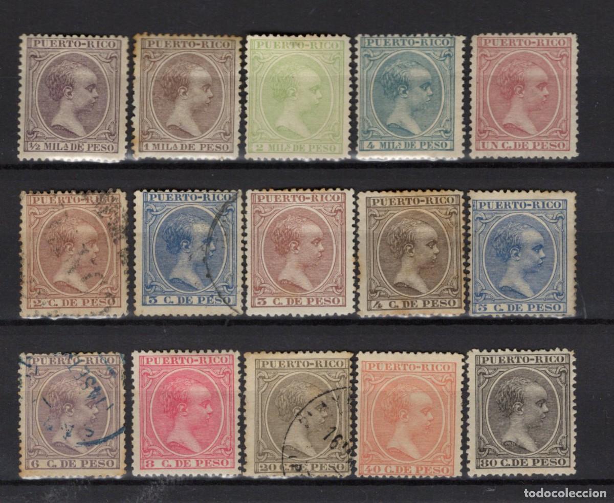 Selos: Sellos DEPENDENCIAS ESPA&Ntilde;OLAS PUERTO RICO a&ntilde;o 1896/97 Edifil 115/129*-&ordm; SERIE COMPLETA v.c. 140 &euro;