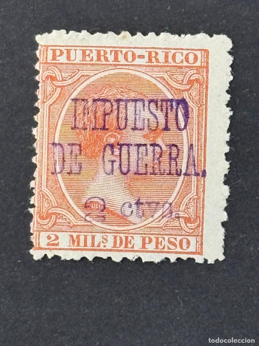 Sellos: Puerto Rico, Alfonso XIII, Impuesto de guerra, 1898, Edifil 13A, valor complement., nuevo con fijas.