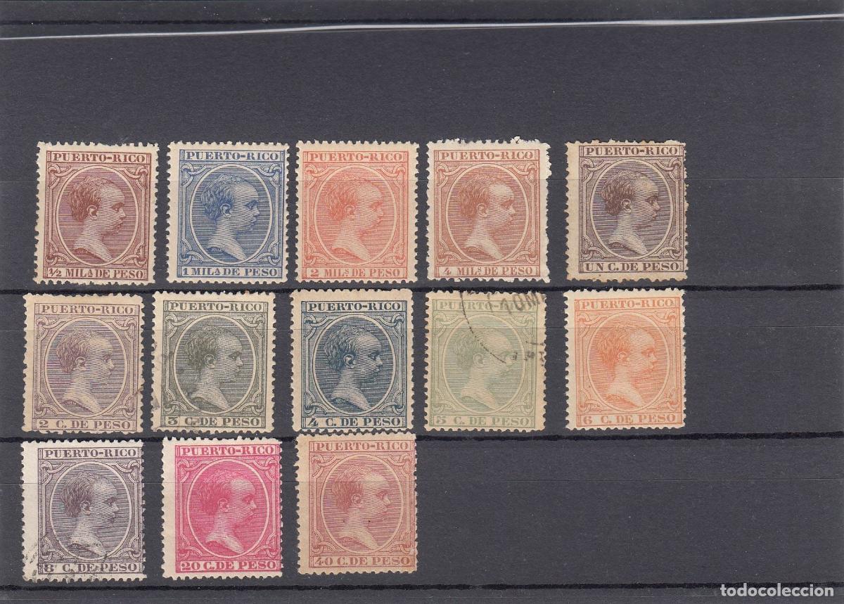 Francobolli: CRCOL244 SELLOS PUERTO RICO N&ordm; CAT 102-114 CON HUELLA DE CHARNELA EXCEPTO 108, 110, 112 MATASELLADO