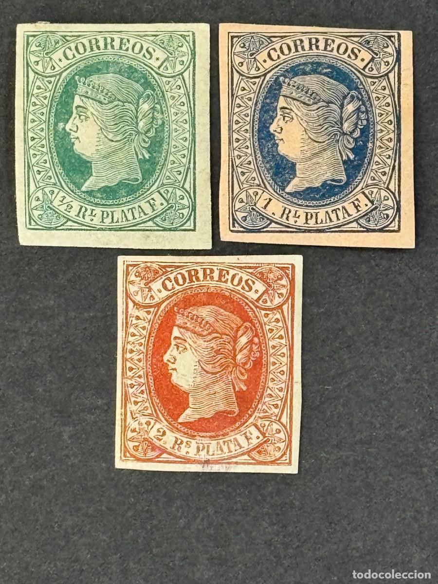Sellos: Antillas, Isabel II, 1864, Edifil 10 al 12, nuevos con fijasellos